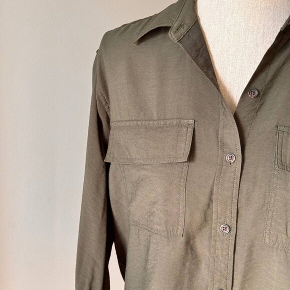 NWOT! BANANA REPUBLIC Oversize Button Down Shirt in Military Green - XS - Picture 2 of 8